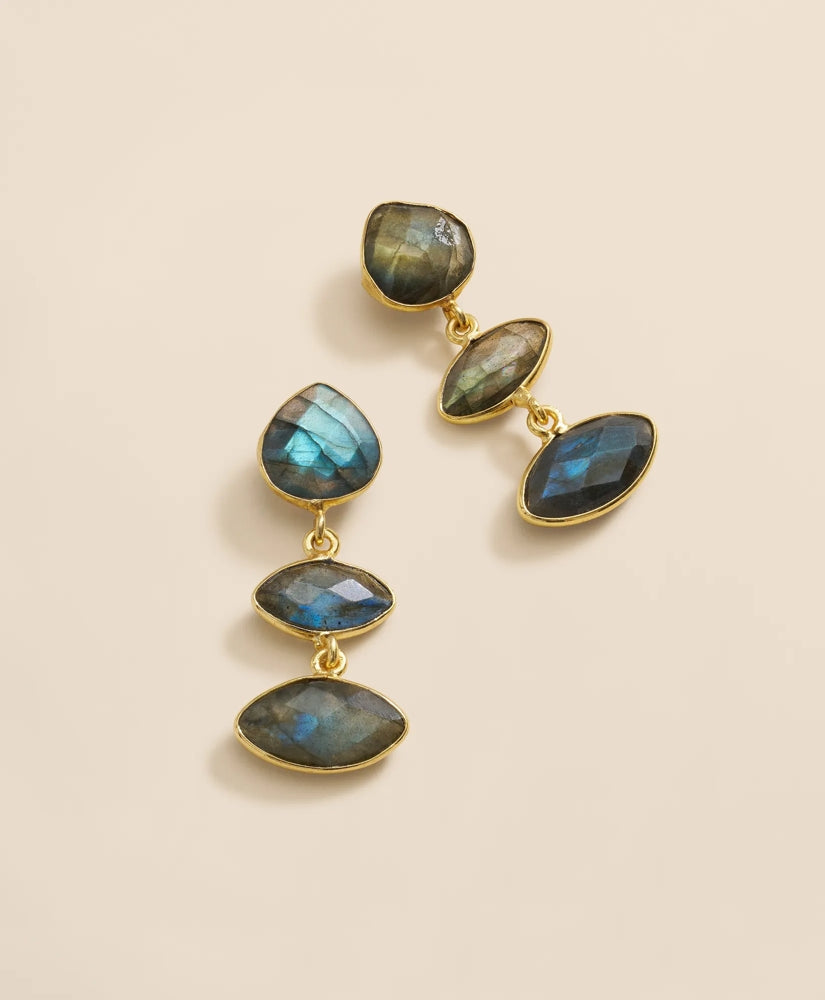 Loni Paul Labradorite Marquis Earrings in Sterling Silver & Plated Gold | Brooks Brothers online shop
