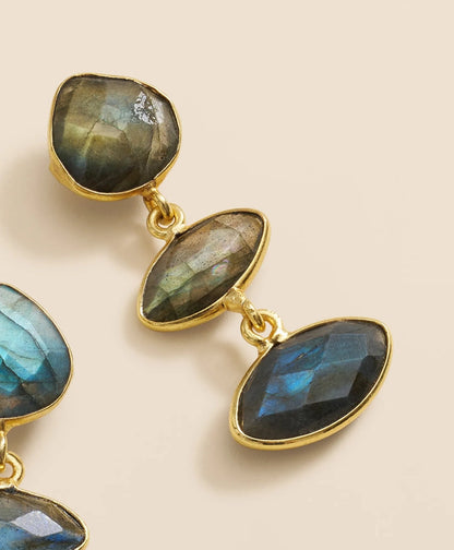 Loni Paul Labradorite Marquis Earrings in Sterling Silver & Plated Gold | Brooks Brothers online shop