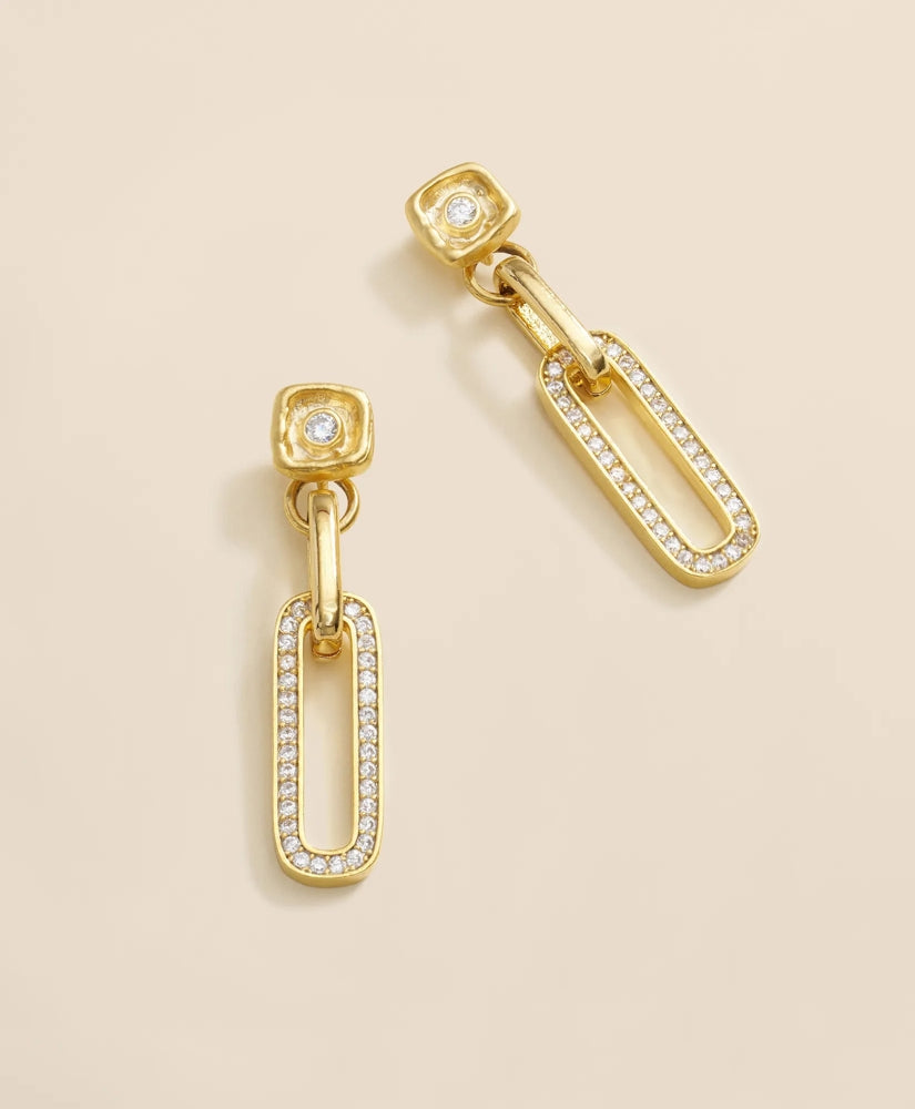 Loni Paul Pave Chain Link Earrings in 14K Plated Gold | Brooks Brothers online shop