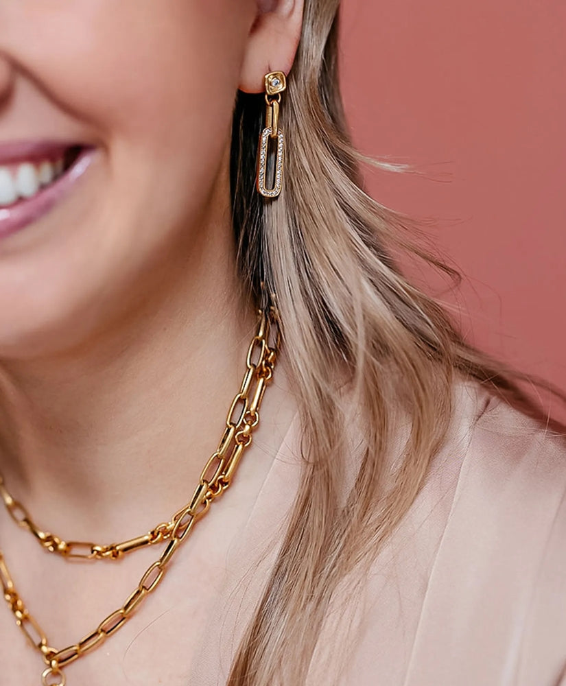 Loni Paul Pave Chain Link Earrings in 14K Plated Gold | Brooks Brothers online shop