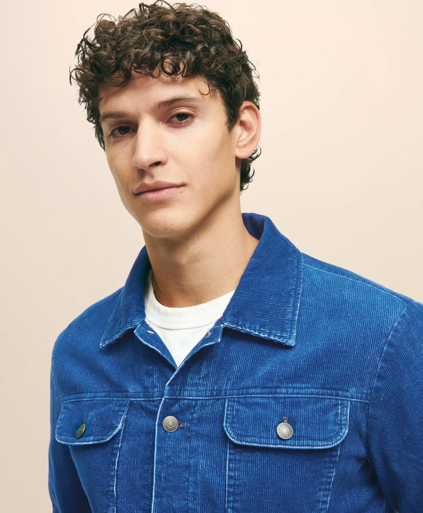 Medium Wale Corduroy Indigo Trucker Jacket | Brooks Brothers online