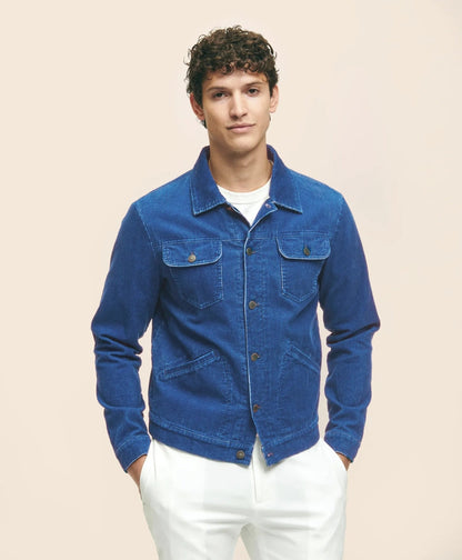 Medium Wale Corduroy Indigo Trucker Jacket | Brooks Brothers online