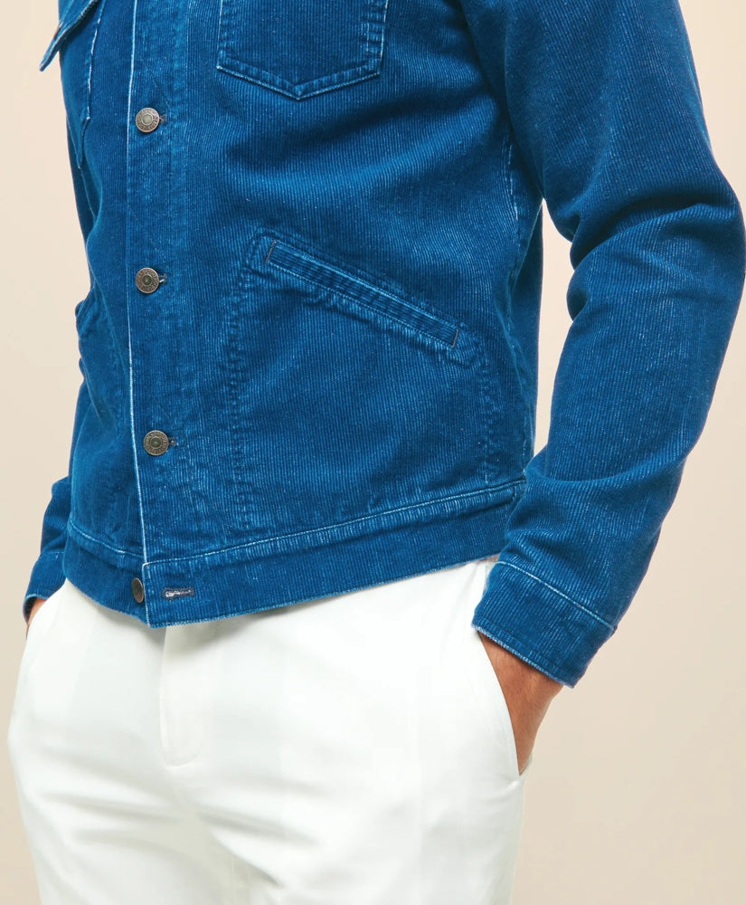 Medium Wale Corduroy Indigo Trucker Jacket | Brooks Brothers online