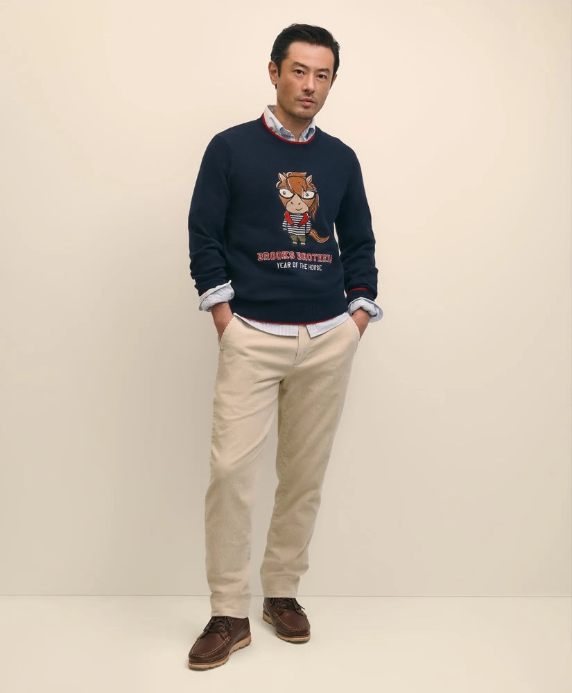 Men's Lunar New Year Merino Wool-Blend Intarsia Crewneck Sweater | Brooks Brothers for sale