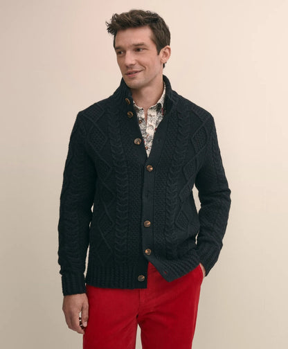 Merino Aran Cable Cardigan | Brooks Brothers online shop