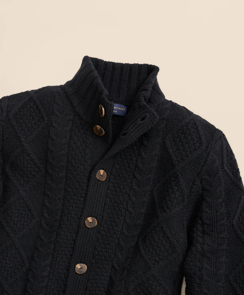 Merino Aran Cable Cardigan | Brooks Brothers online shop