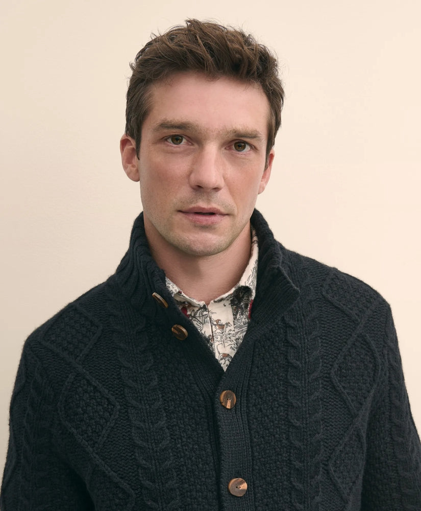 Merino Aran Cable Cardigan | Brooks Brothers online shop