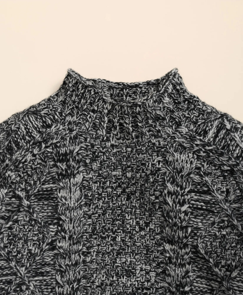Merino Wool Aran Marled Mock Neck Sweater | Brooks Brothers sale