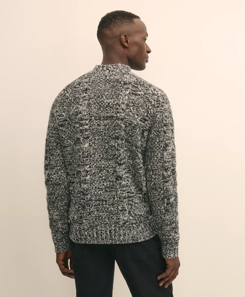 Merino Wool Aran Marled Mock Neck Sweater | Brooks Brothers sale