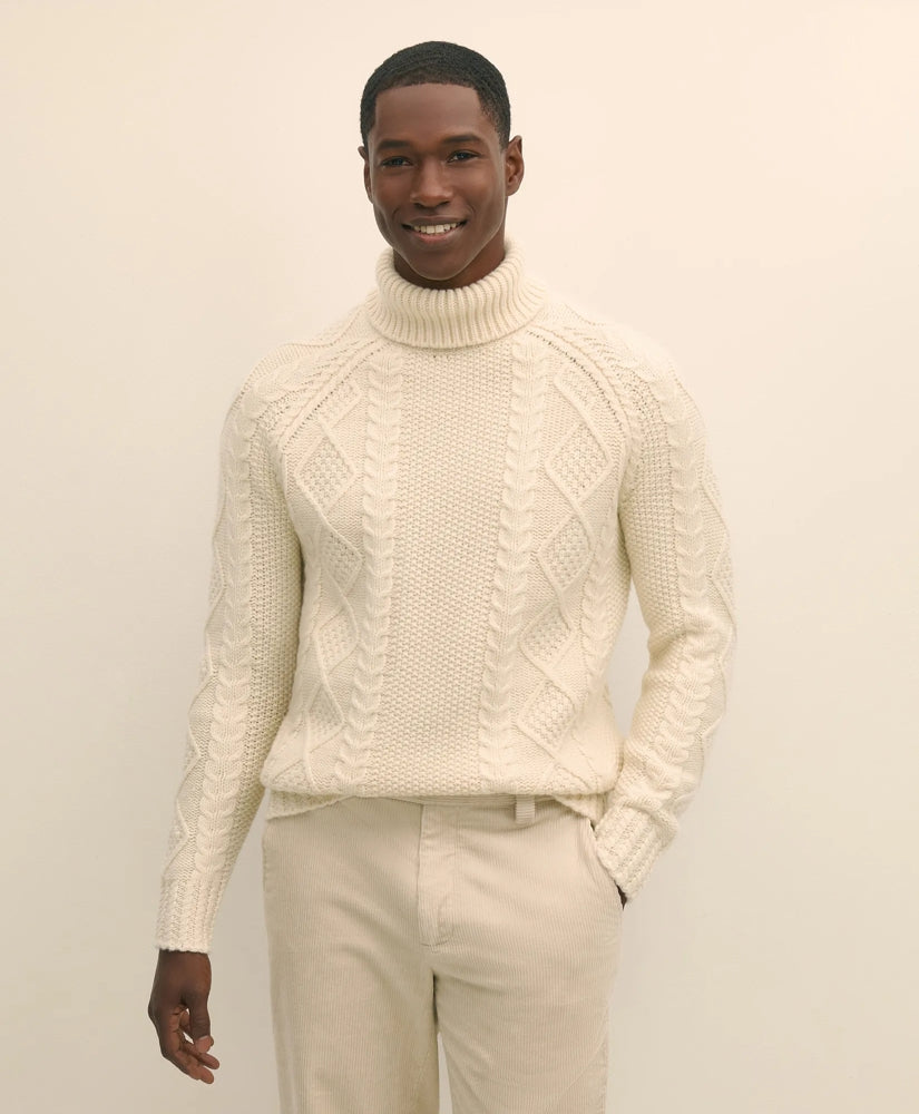 Merino Wool Archive Aran Turtleneck Sweater | Brooks Brothers online