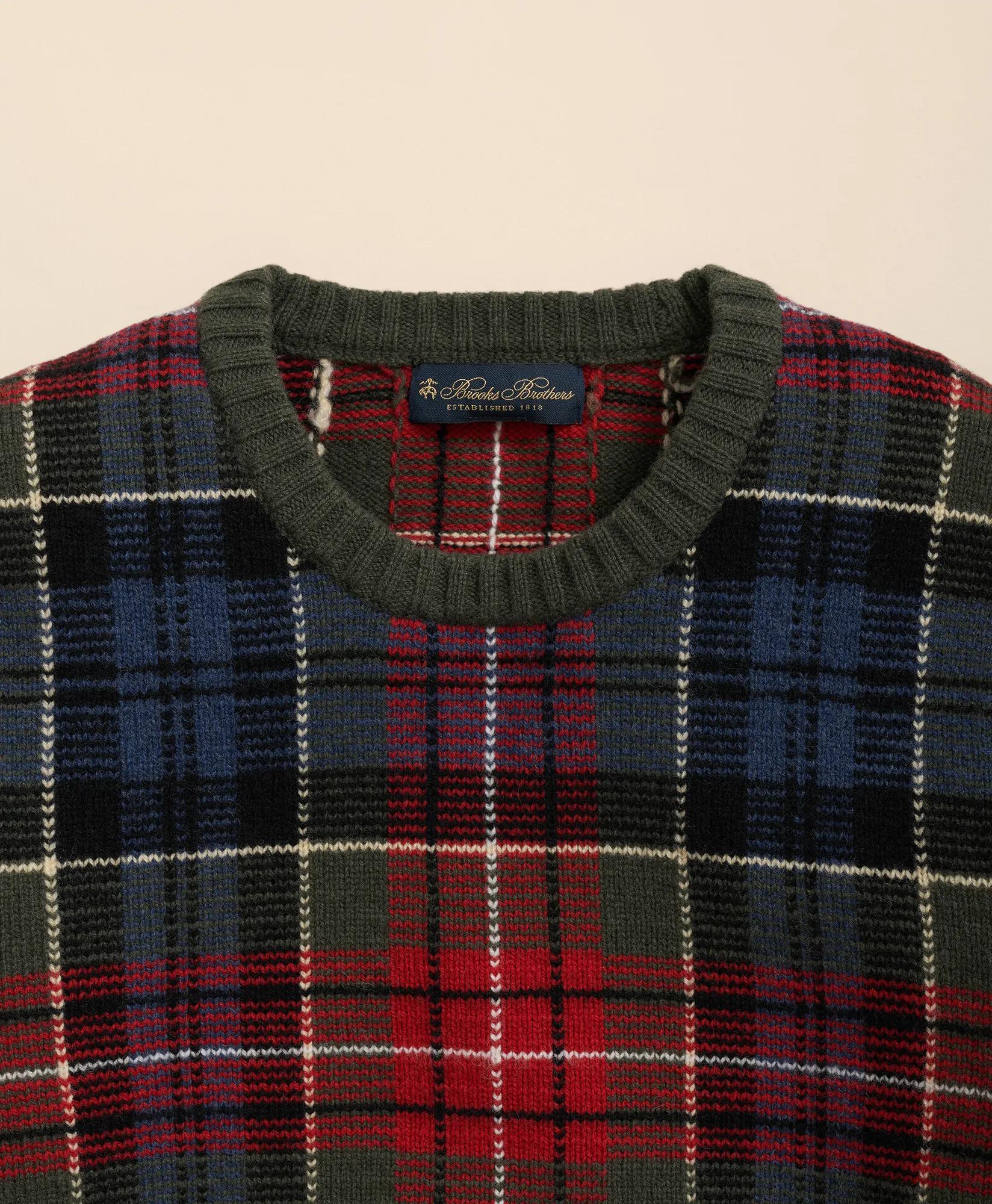 Merino Wool Archive Plaid Intarsia Sweater | Brooks Brothers online shop