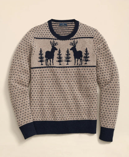 Merino-Wool Blend Jacquard Moose Sweater | Brooks Brothers online