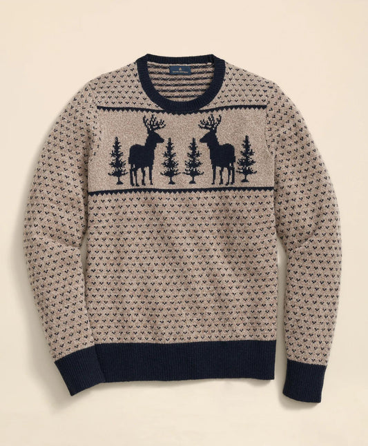 Merino-Wool Blend Jacquard Moose Sweater | Brooks Brothers online