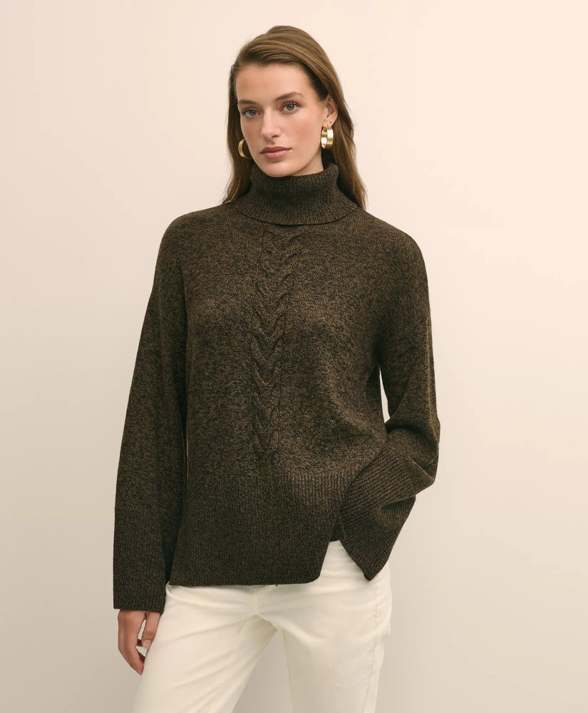 Merino Wool Blend Marled Cable-Knit Turtleneck Sweater | Brooks Brothers online shop - US 4345