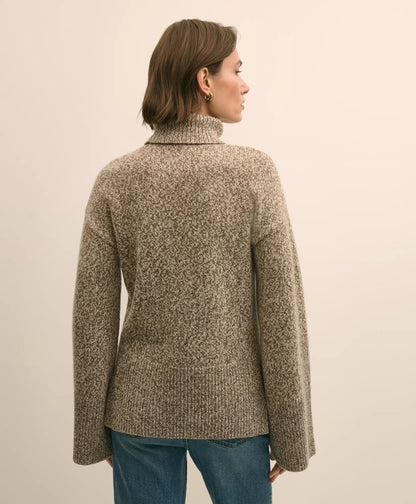 Merino Wool Blend Marled Cable-Knit Turtleneck Sweater | Brooks Brothers online shop
