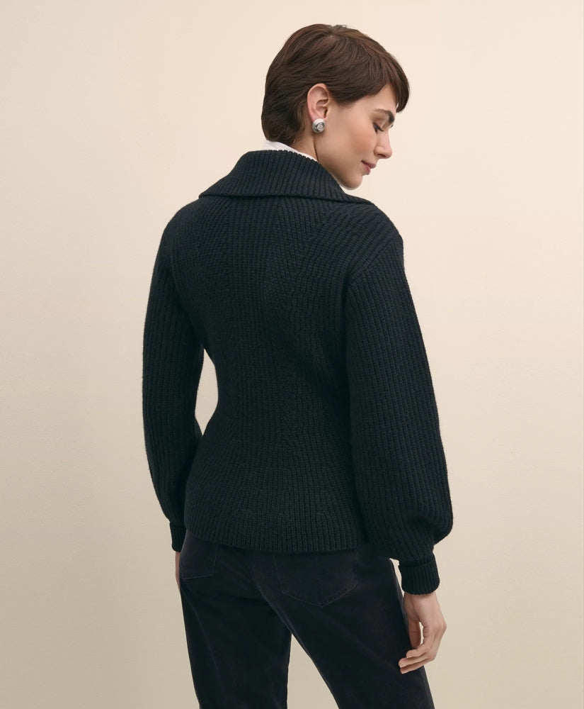 Merino Wool Blend Peplum Zip Cardigan | Brooks Brothers sale