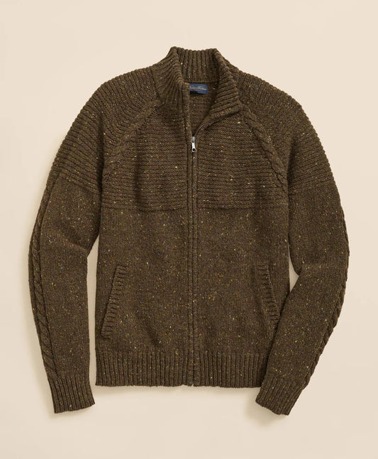 Merino Wool Donegal Zip Cardigan | Brooks Brothers online shop