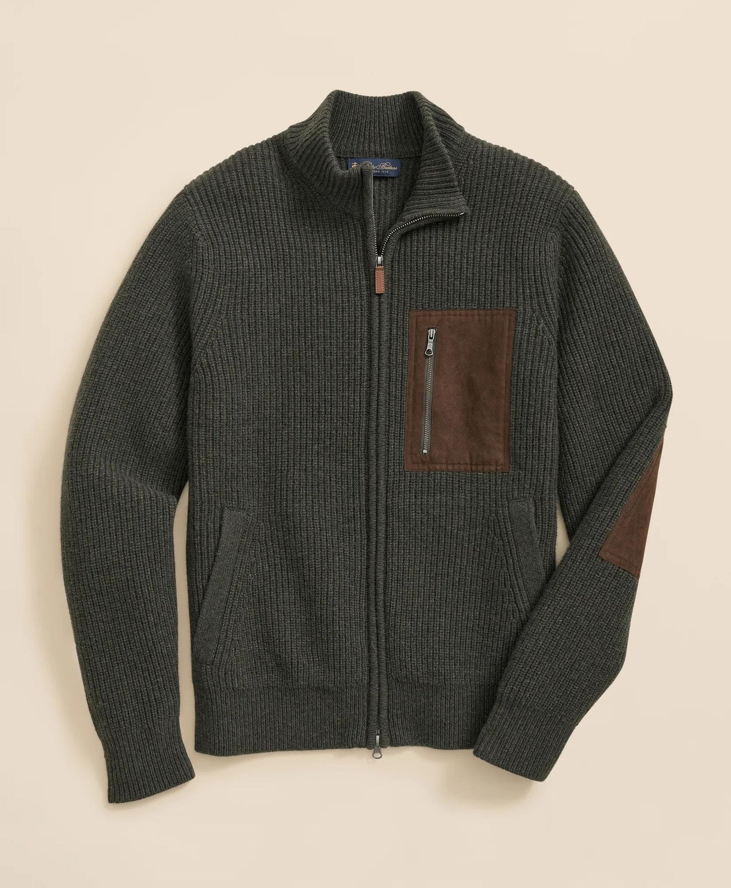 Merino Wool Military Full-Zip Sweater | Brooks Brothers discount