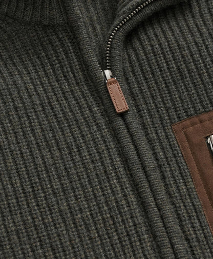 Merino Wool Military Full-Zip Sweater | Brooks Brothers discount