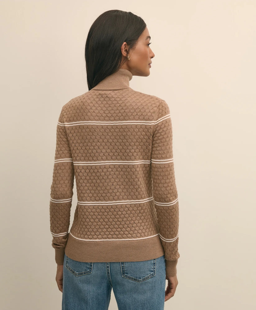 Merino Wool Striped Pointelle Turtleneck | Brooks Brothers online