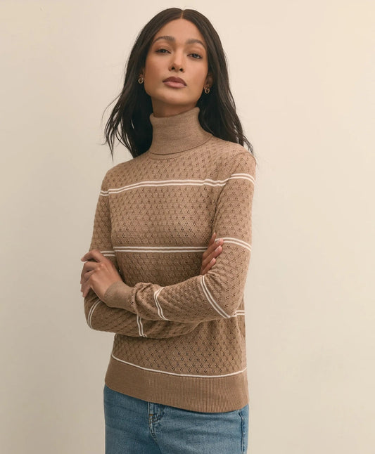 Merino Wool Striped Pointelle Turtleneck | Brooks Brothers online