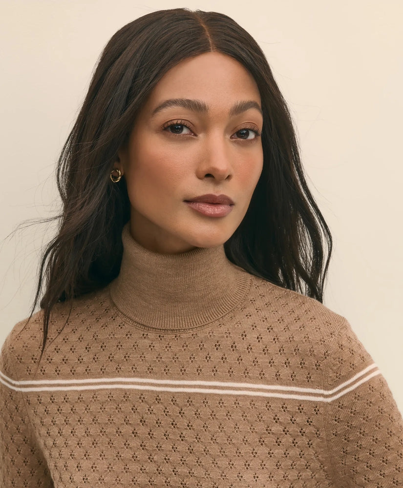 Merino Wool Striped Pointelle Turtleneck | Brooks Brothers online