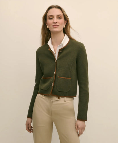 Brushed Merino Wool Suede Trim Sweater Jacket | Brooks Brothers for sale - US 7691