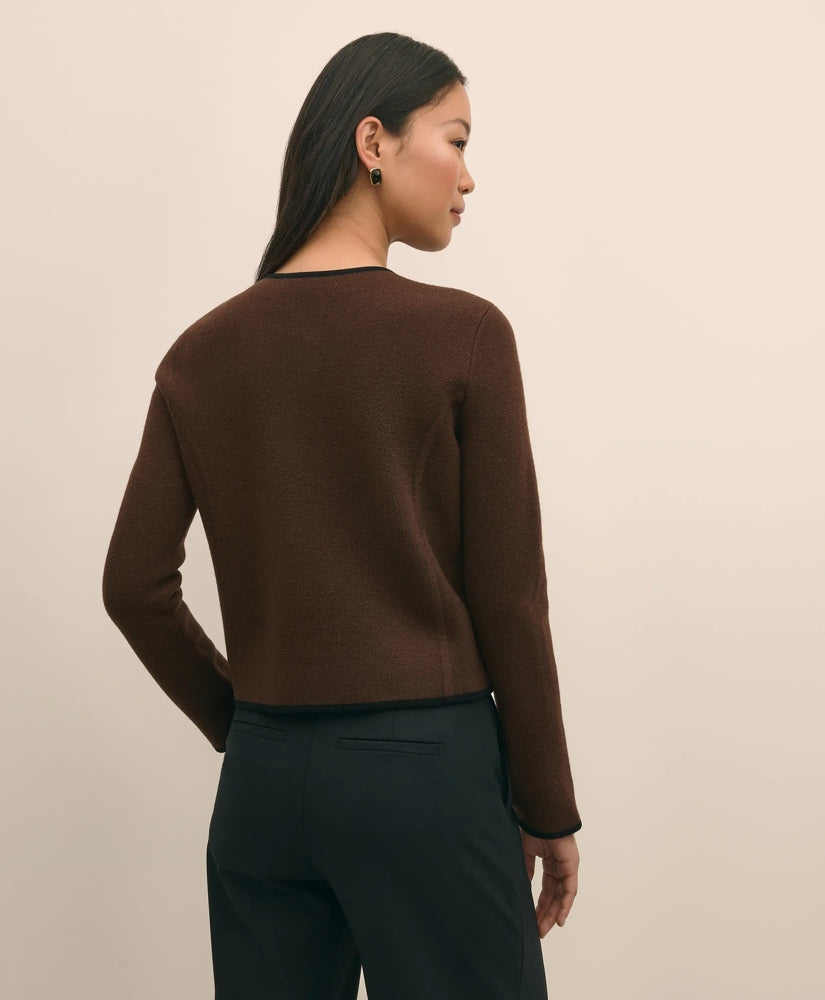 Brushed Merino Wool Suede Trim Sweater Jacket | Brooks Brothers for sale