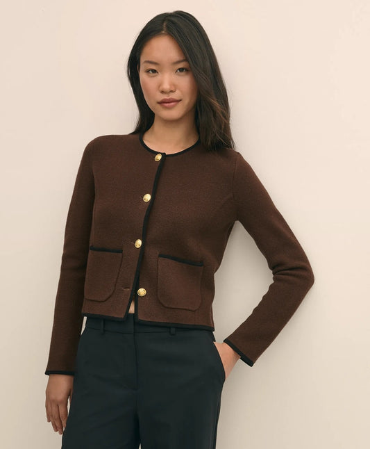 Brushed Merino Wool Suede Trim Sweater Jacket | Brooks Brothers for sale