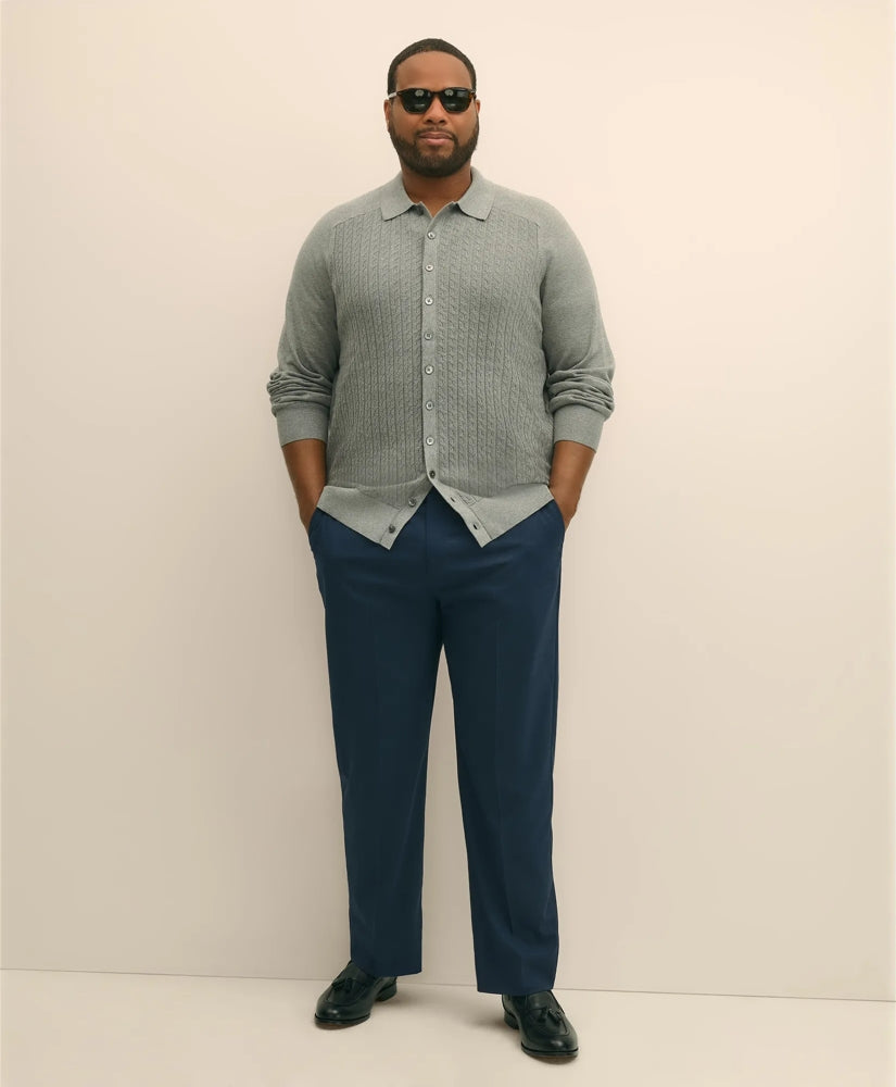 Mini-Cable Knit Polo Cardigan, Big & Tall | Brooks Brothers online