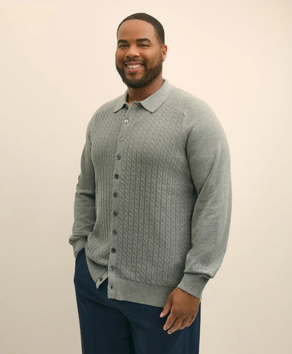 Mini-Cable Knit Polo Cardigan, Big & Tall | Brooks Brothers online