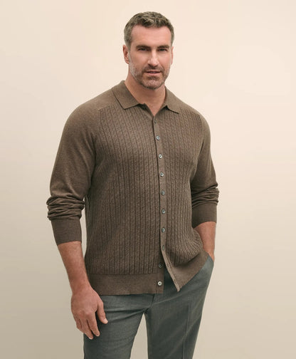 Mini-Cable Knit Polo Cardigan, Big & Tall | Brooks Brothers online - US 5124