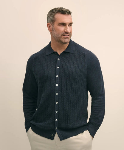 Mini-Cable Knit Polo Cardigan, Big & Tall | Brooks Brothers online - US 5124