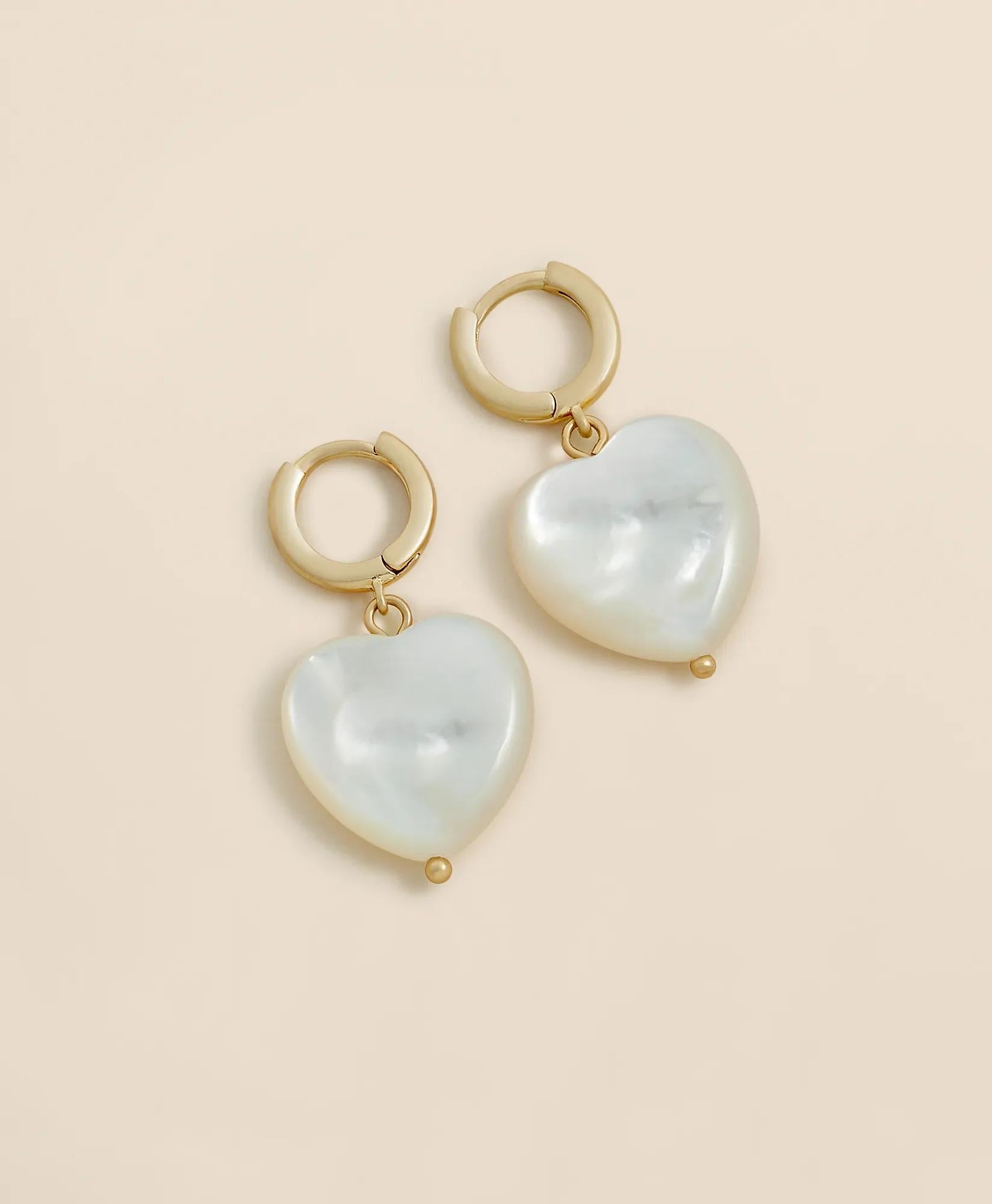 Mother-of-Pearl Gold-Toned Heart Hoop Earrings | Brooks Brothers on sale