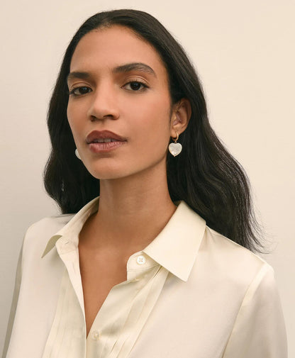 Mother-of-Pearl Gold-Toned Heart Hoop Earrings | Brooks Brothers on sale