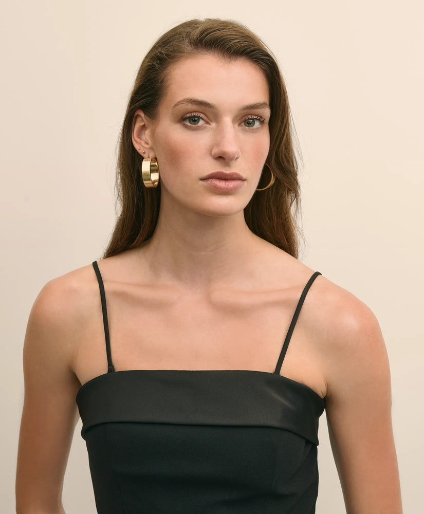 Crepe-Satin Spaghetti Strap Dress | Brooks Brothers on sale