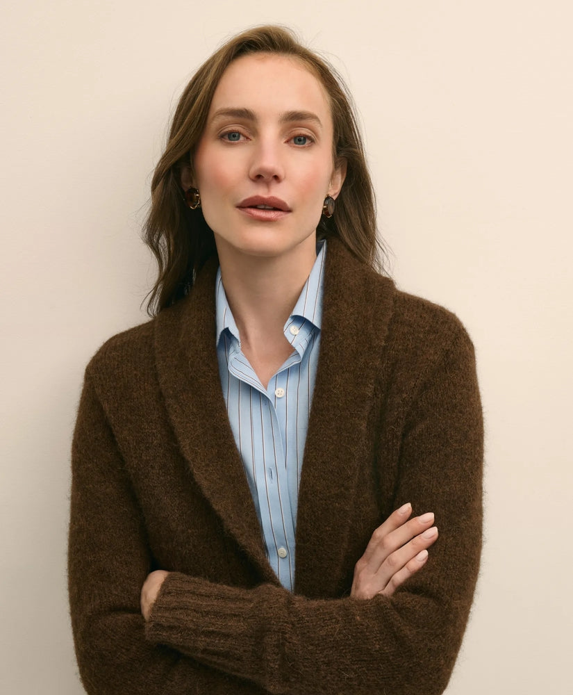 Alpaca-Wool Blend Shawl Collar Tunic Cardigan | Brooks Brothers on sale