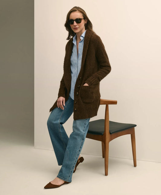 Alpaca-Wool Blend Shawl Collar Tunic Cardigan | Brooks Brothers on sale