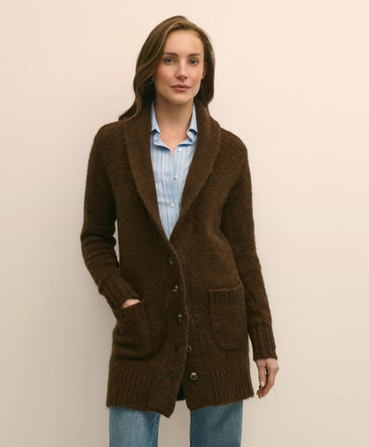 Alpaca-Wool Blend Shawl Collar Tunic Cardigan | Brooks Brothers on sale