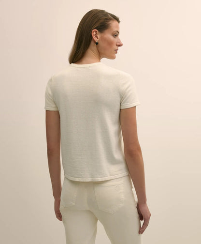 Merino-Wool-Cotton Blend Floral Embellished Short-Sleeve Sweater Shell | Brooks Brothers cheap