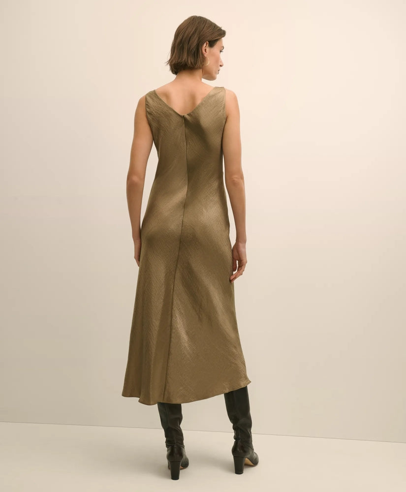 Viscose Bronze-Gold Slip Dress | Brooks Brothers on sale