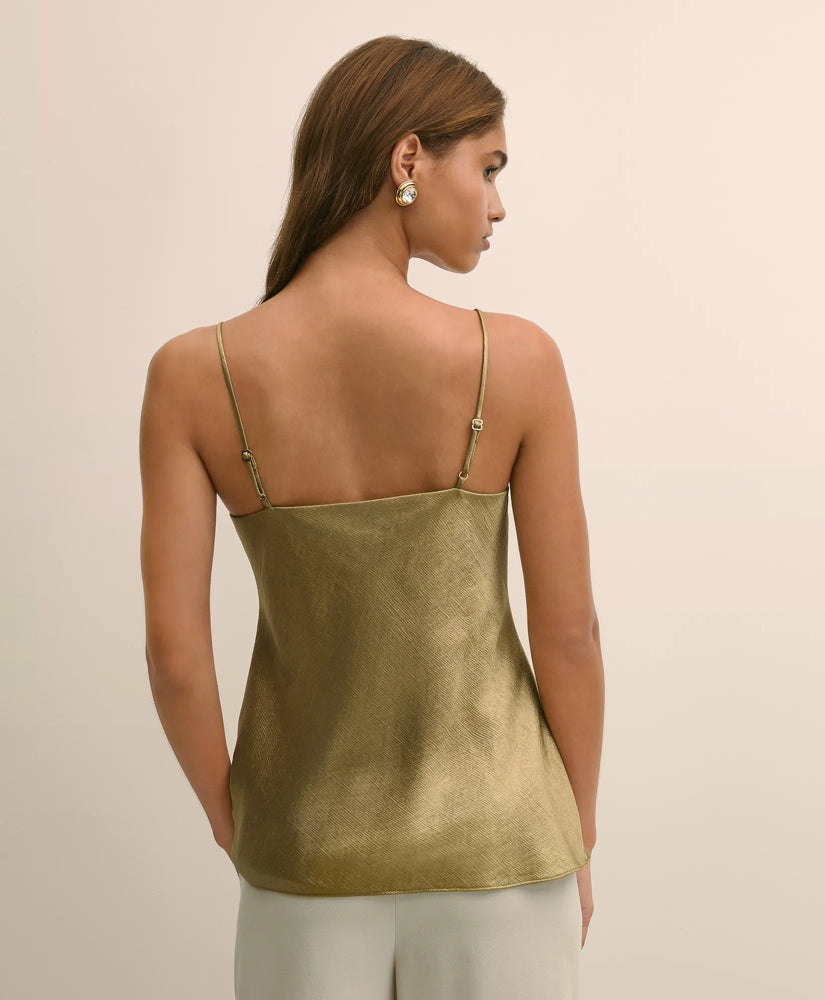 Viscose Bronze-Gold V-Neck Camisole | Brooks Brothers sale