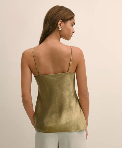 Viscose Bronze-Gold V-Neck Camisole | Brooks Brothers sale