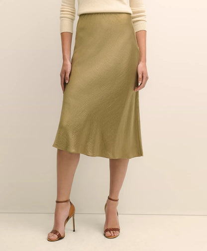 Viscose Bronze-Gold Slip Skirt | Brooks Brothers online shop