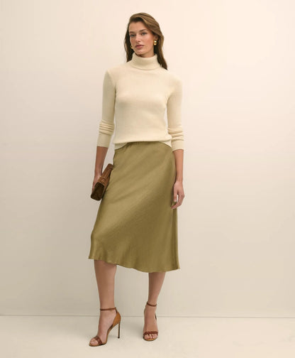 Viscose Bronze-Gold Slip Skirt | Brooks Brothers online shop