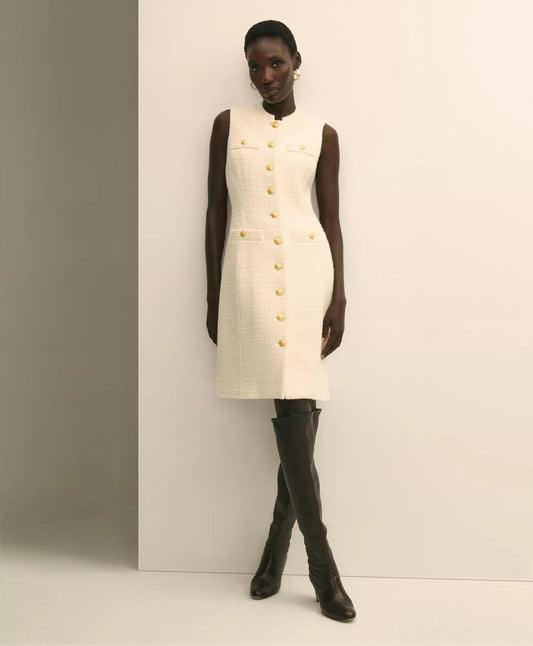 Boucle Sleeveless Button-Front Sheath Dress | Brooks Brothers online