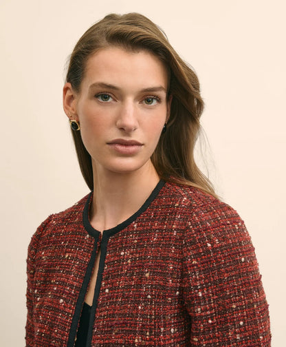 Cotton-Wool Blend Boucle Shimmer Cropped Jacket | Brooks Brothers discount