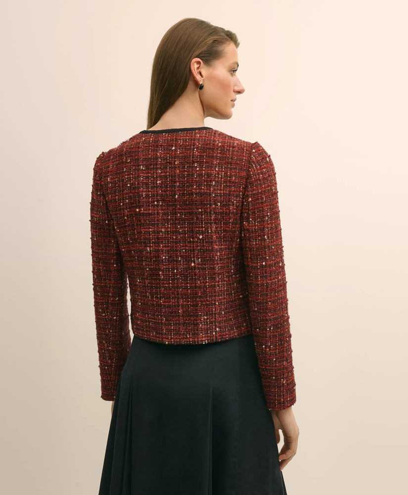 Cotton-Wool Blend Boucle Shimmer Cropped Jacket | Brooks Brothers discount