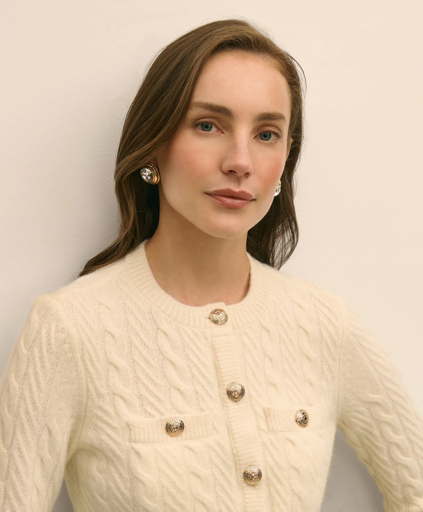 Merino Wool-Cashmere Blend Cable-Knit Cardigan | Brooks Brothers discount