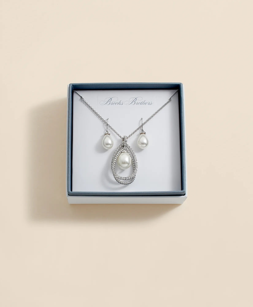 Orbital Interlocking Faux- Pearl and Crystal Set | Brooks Brothers on sale